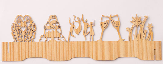 Personalisierte Hochzeitskarte "Tanz", als Hochzeitseinladung, Glückwunschkarte oder Tischdekoration - Silhouette aus echtem Lärchenholz