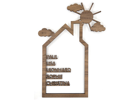 Haus mit Namen Holz Geschenk Hochzeit Personalisiertes Holzhaus Familien Geschenk Einweihung Weihnachtsgeschenk