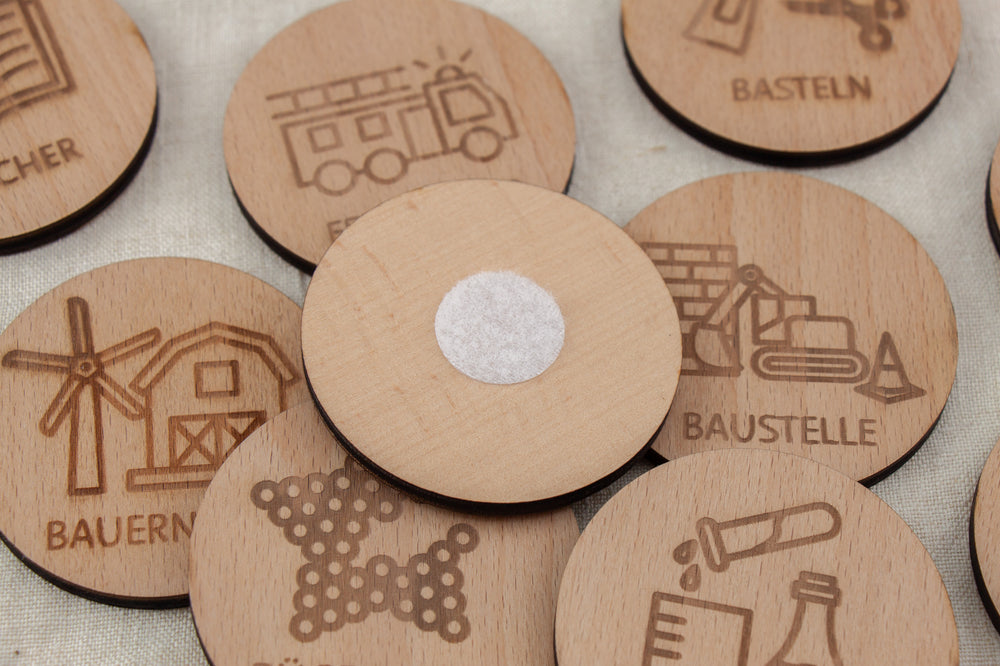 Holzschilder | Etiketten | Aufkleber für Spielzeugboxen