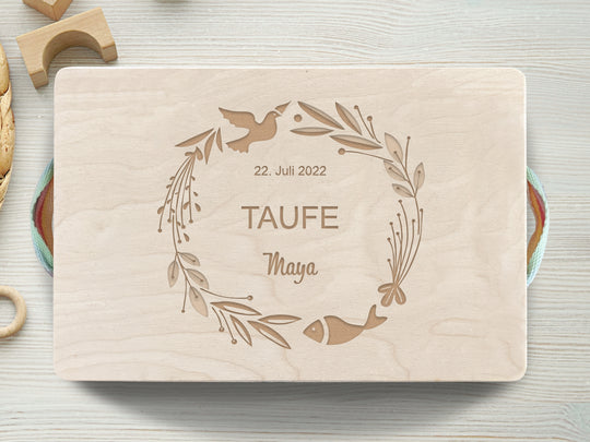 Blumenkranz | Erinnerungskiste Baby | Personalisierte Erinnerungsbox aus Holz | Geschenk Geburt, Taufe, Schwangerschaft, Babyparty, Kommunion