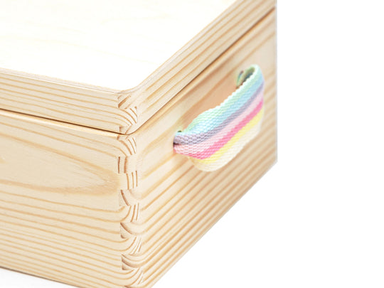 Regenbogen Groß | Erinnerungskiste Baby | Personalisierte Erinnerungsbox aus Holz | Geschenk Geburt, Taufe, Schwangerschaft, Babyparty, Kommunion