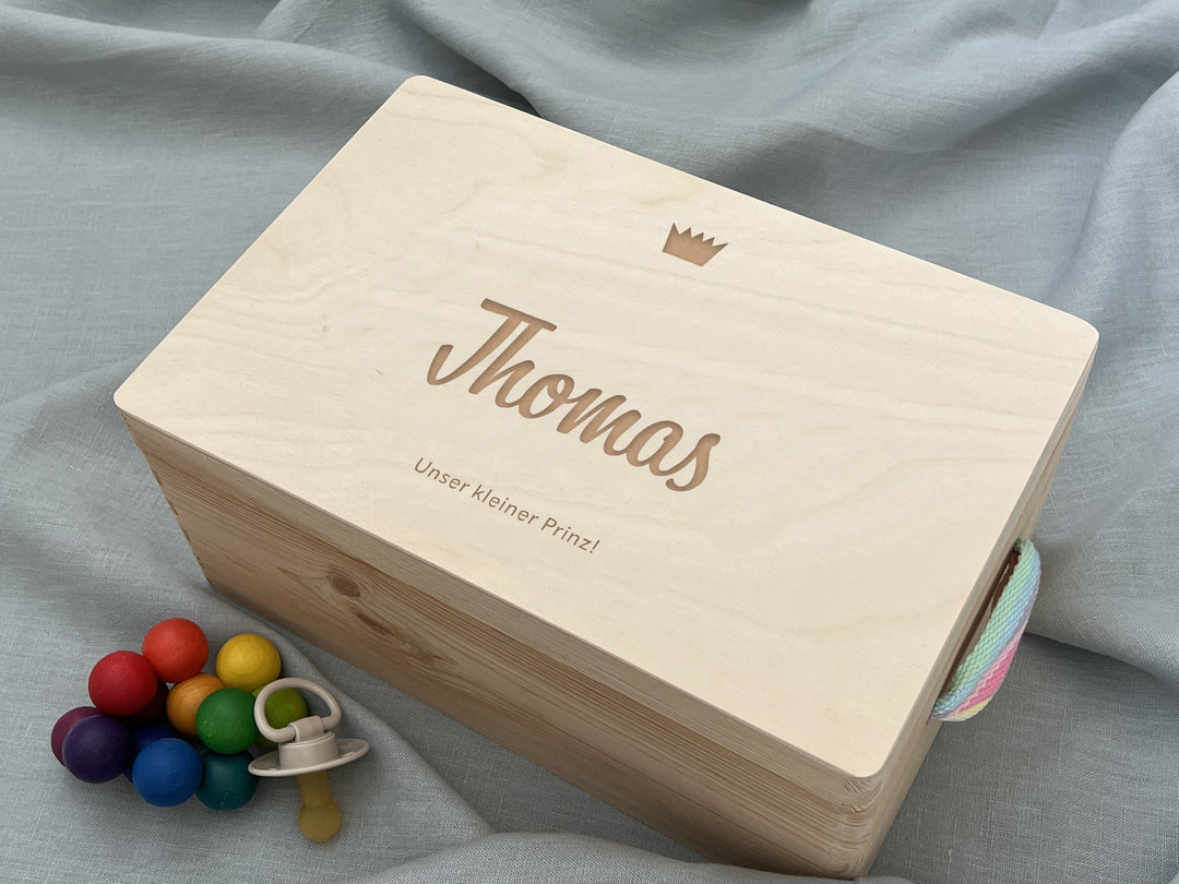 Erinnerungskiste Baby | Personalisierte Erinnerungsbox aus Holz | Name | Geschenk zur Schwangerschaft, Geburt, Taufe, Kommunion | Babyparty