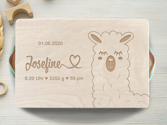 Erinnerungskiste Baby | Personalisierte Erinnerungsbox aus Holz | Lama | Geschenk Geburt, Taufe, Schwangerschaft, Babyparty, Kommunion